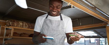 Smiling man bakery