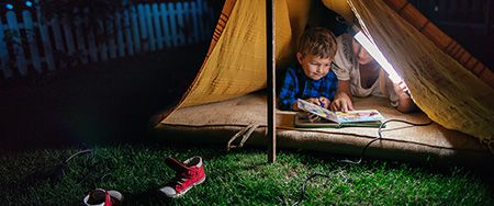 Camping in backyard.