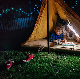 Camping in backyard.